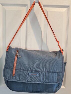Vera Bradley Lighten Up Laptop Messenger Bag Mineral Blue Crossbody School Work